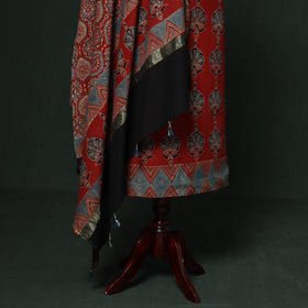 Kutch hand block ajrakh print natural dyed chanderi silk