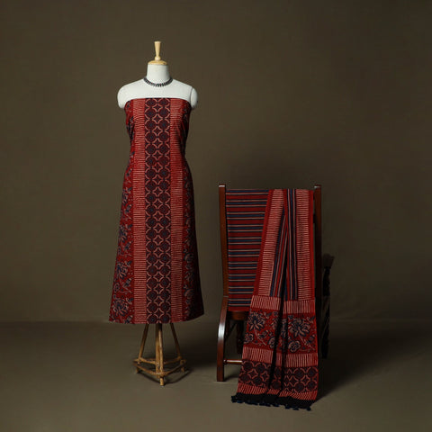 Kutch hand block ajrakh print natural dyed cotton 3pc