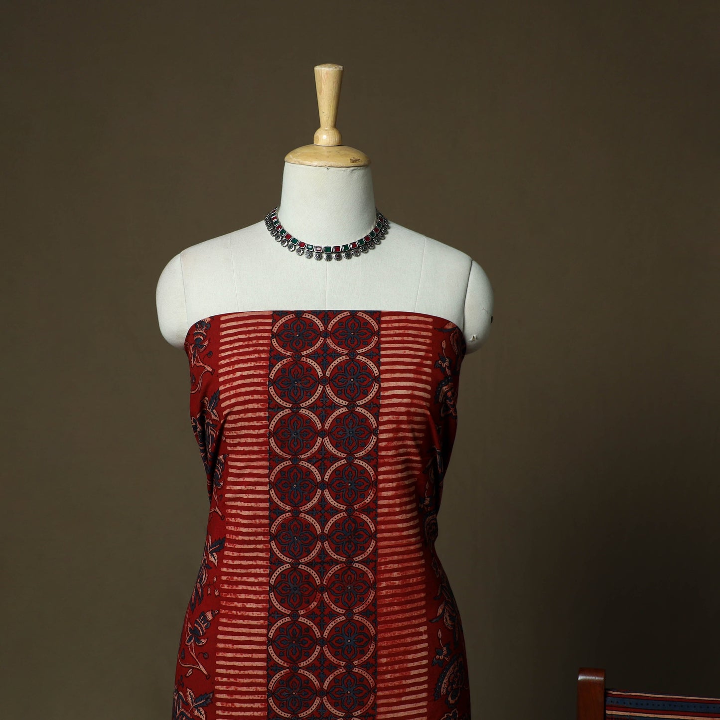 Kutch hand block ajrakh print natural dyed cotton 3pc
