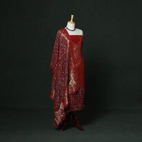 Kutch hand block ajrakh print natural dyed dola silk zari