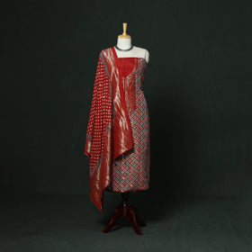 Kutch hand block ajrakh print natural dyed dola silk zari