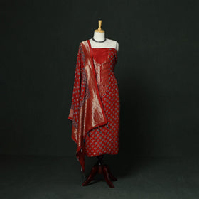 Kutch hand block ajrakh print natural dyed dola silk zari