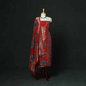 Kutch hand block ajrakh print natural dyed dola silk zari