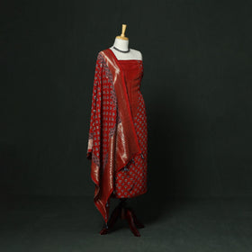 Kutch hand block ajrakh print natural dyed dola silk zari