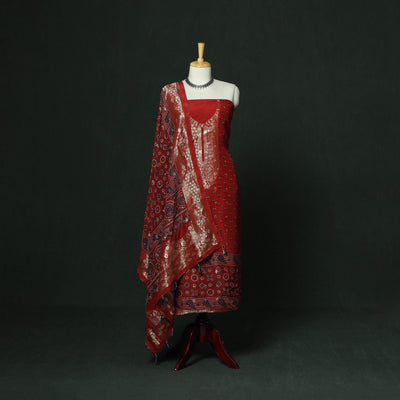 Kutch hand block ajrakh print natural dyed dola silk zari