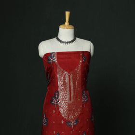 Kutch hand block ajrakh print natural dyed dola silk zari