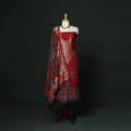 Kutch hand block ajrakh print natural dyed dola silk zari