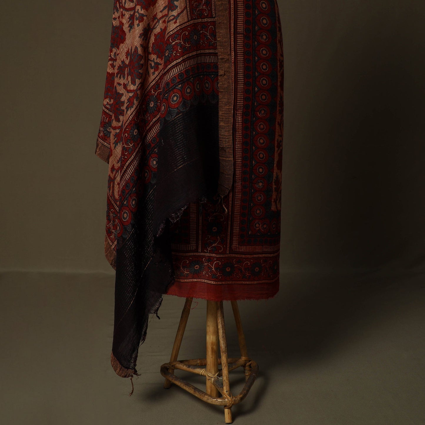 Kutch hand block ajrakh print natural dyed linen 2pc