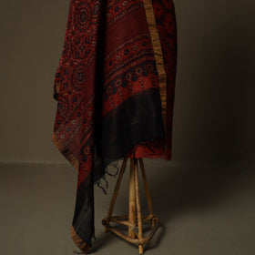 Kutch hand block ajrakh print natural dyed linen 2pc