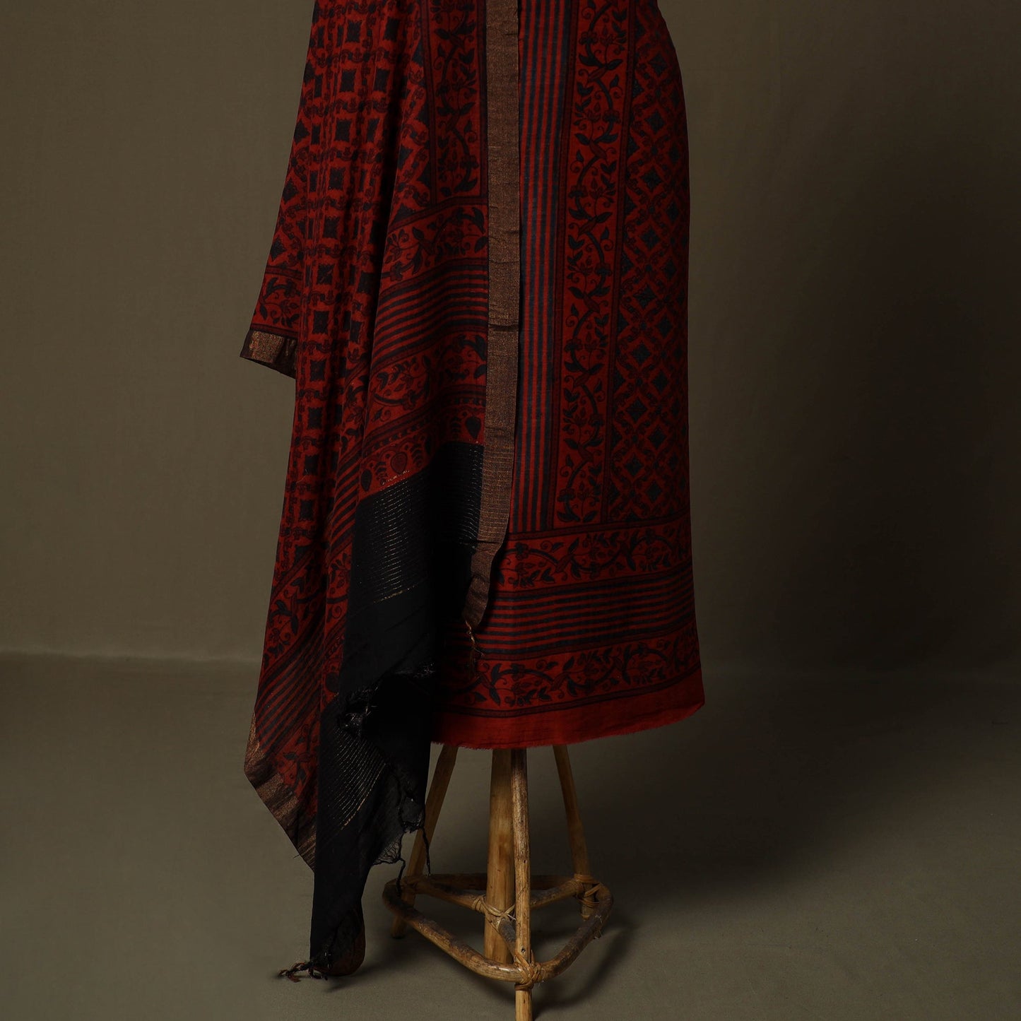 Kutch hand block ajrakh print natural dyed linen 2pc