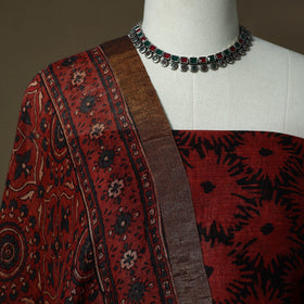 Kutch hand block ajrakh print natural dyed linen 2pc