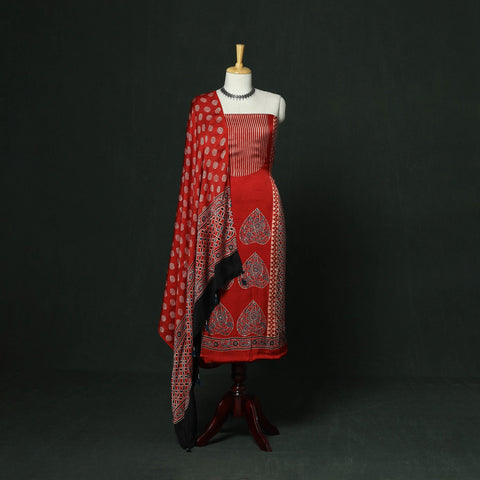 Kutch hand block ajrakh print natural dyed modal silk 2pc