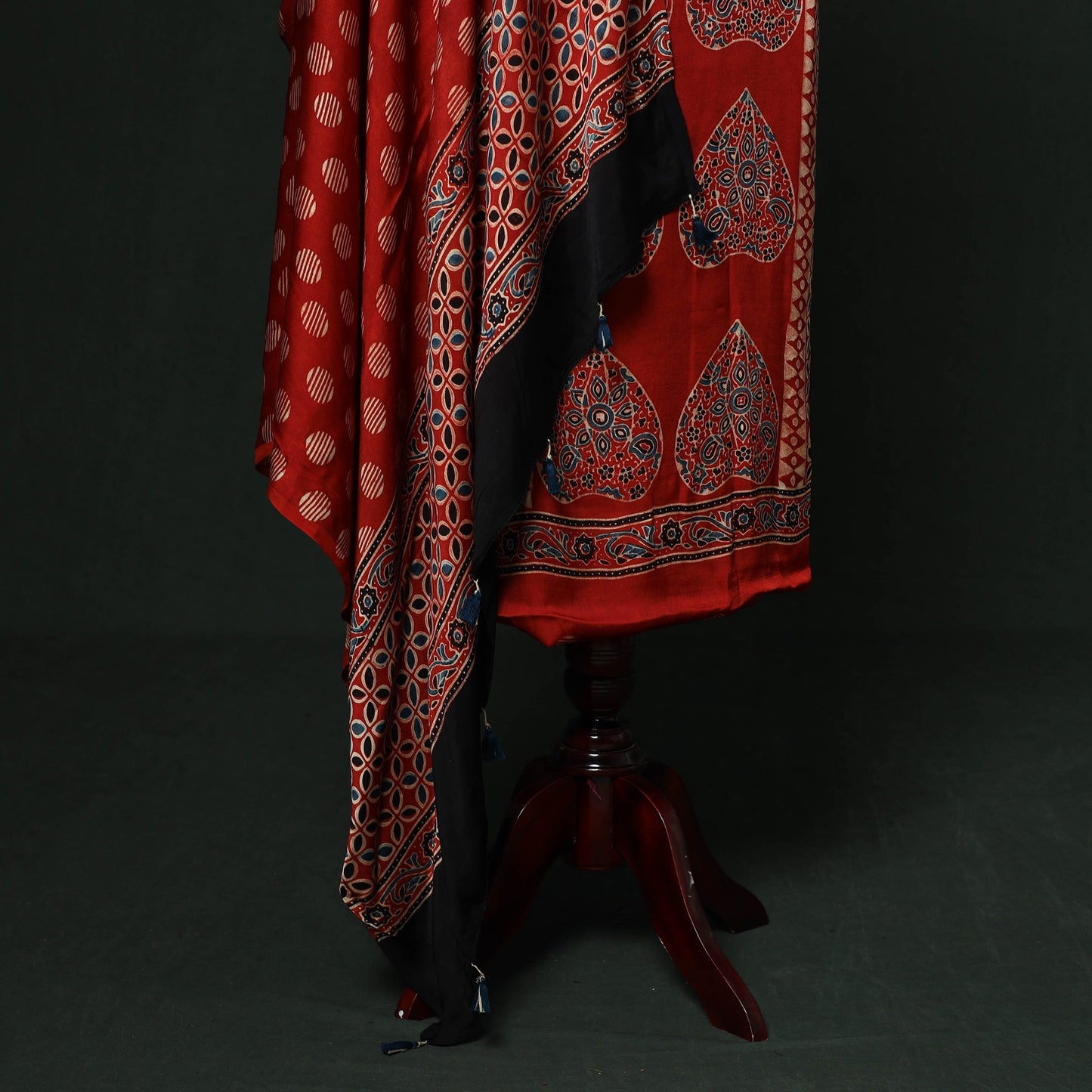 Kutch hand block ajrakh print natural dyed modal silk 2pc