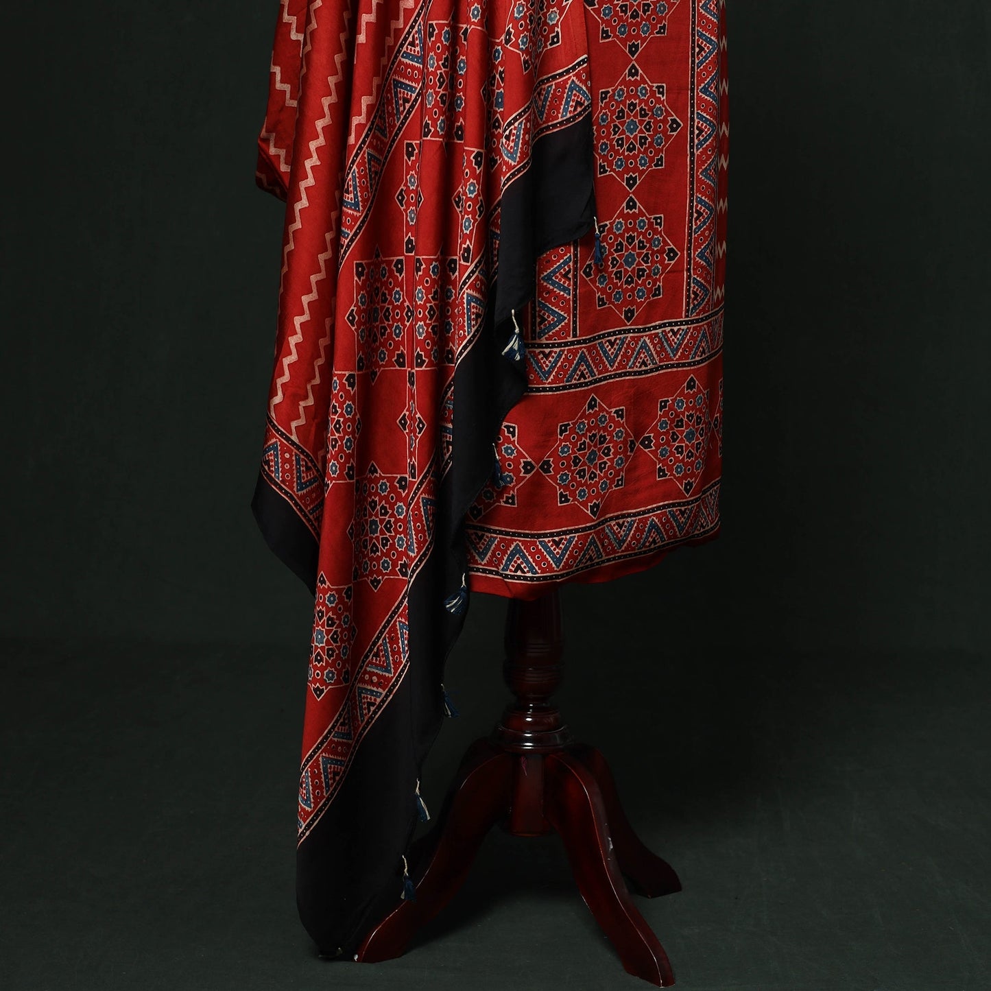 Kutch hand block ajrakh print natural dyed modal silk 2pc