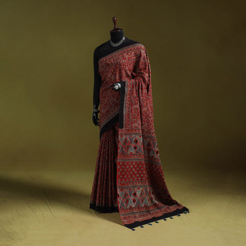 Kutch hand block print natural dyed pure mul cotton ajrakh