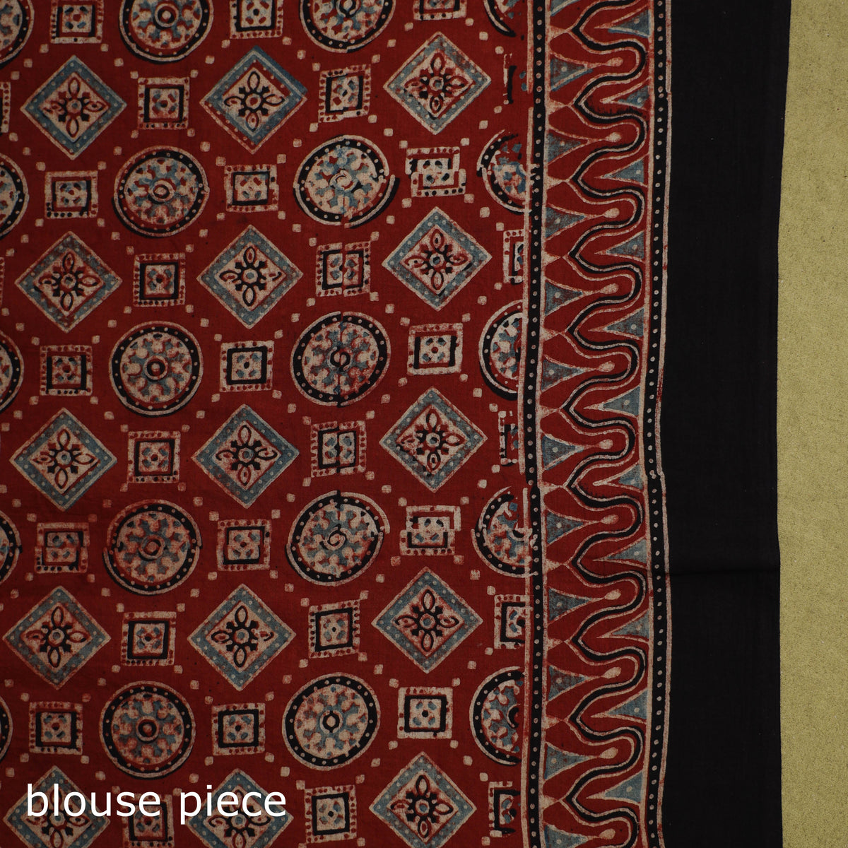 Kutch hand block print natural dyed pure mul cotton ajrakh