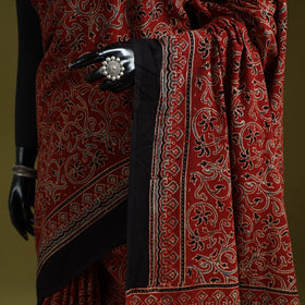 Kutch hand block print natural dyed pure mul cotton ajrakh