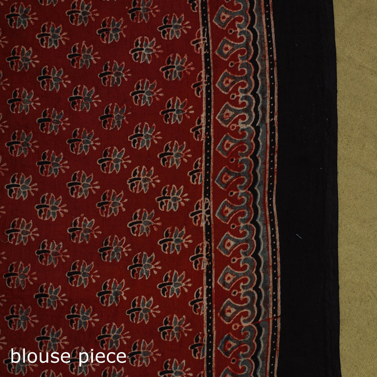 Kutch hand block print natural dyed pure mul cotton ajrakh