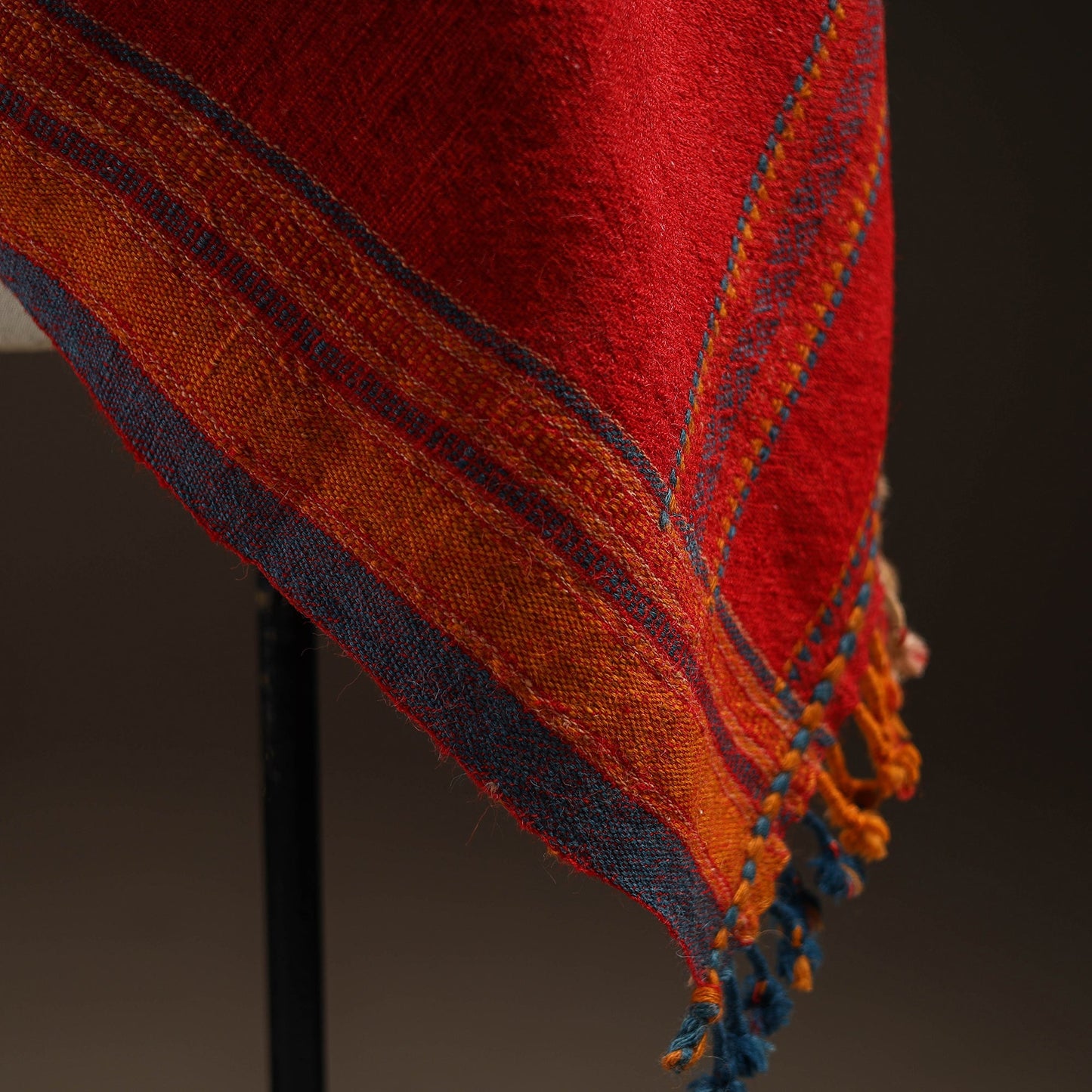 Red - kutch handspun handwoven desi wool shawl 23