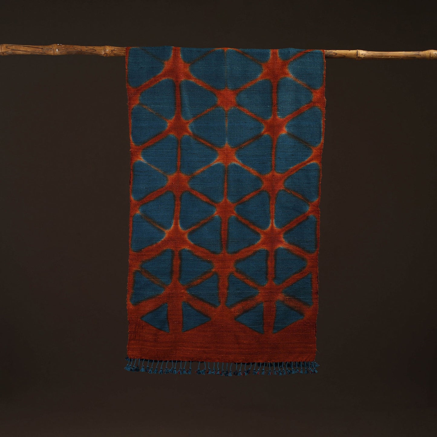 Kutch handwoven clamp dyed merino wool x katia silk shibori