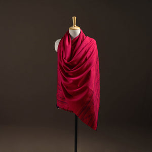 Red - kutch bhujodi handwoven merino wool dhabla shawl 33