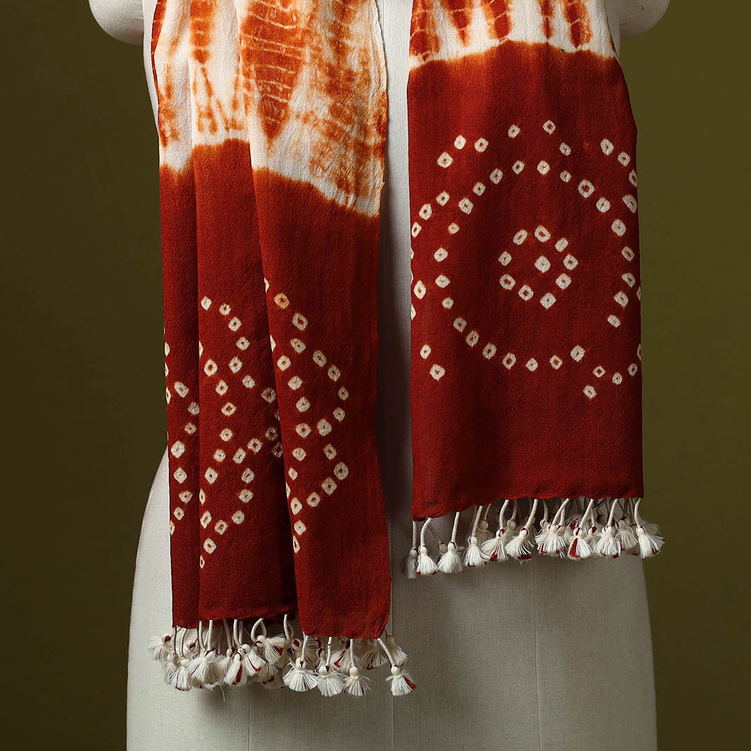 Kutch handwoven merino wool shibori & bandhani stole 46