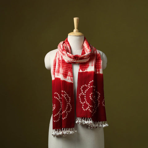 Kutch handwoven merino wool shibori & bandhani stole 48