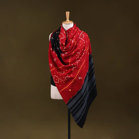 Kutch handwoven merino wool tie-dye bandhani shawl 08