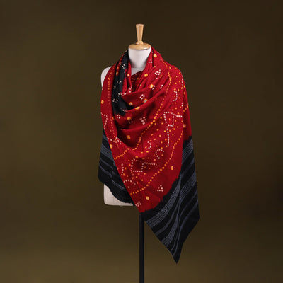 Kutch handwoven merino wool tie-dye bandhani shawl 09