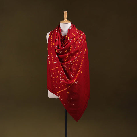 Kutch handwoven merino wool tie-dye bandhani shawl 19