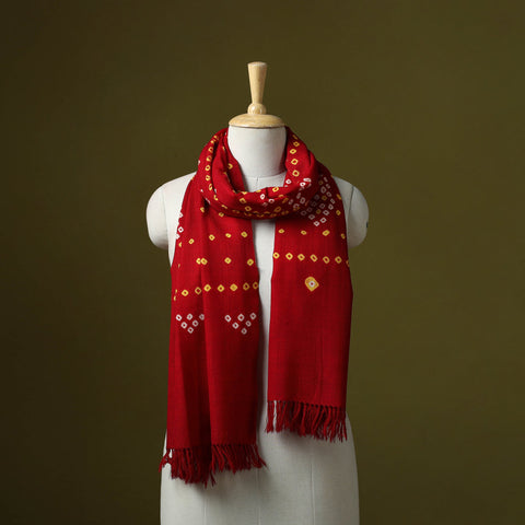 Kutch handwoven merino wool tie-dye bandhani stole 01