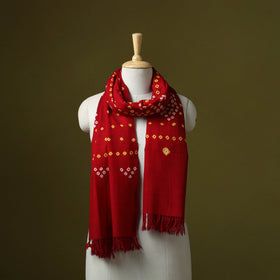 Kutch handwoven merino wool tie-dye bandhani stole 01