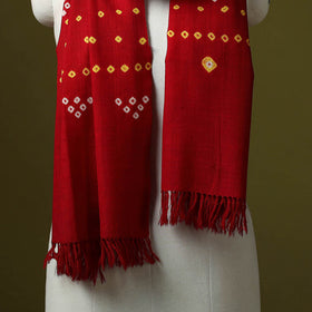Kutch handwoven merino wool tie-dye bandhani stole 01