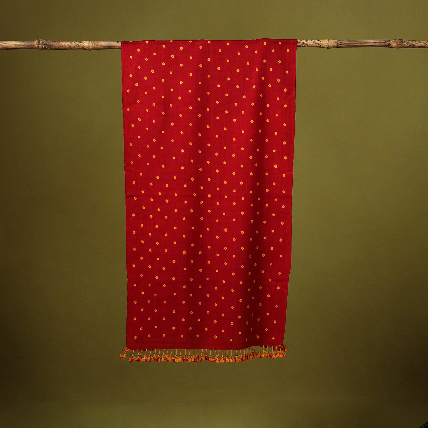 Kutch handwoven merino wool tie-dye bandhani stole 15