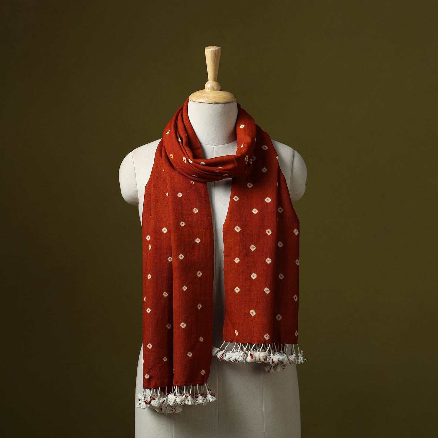 Kutch handwoven merino wool tie-dye bandhani stole 17