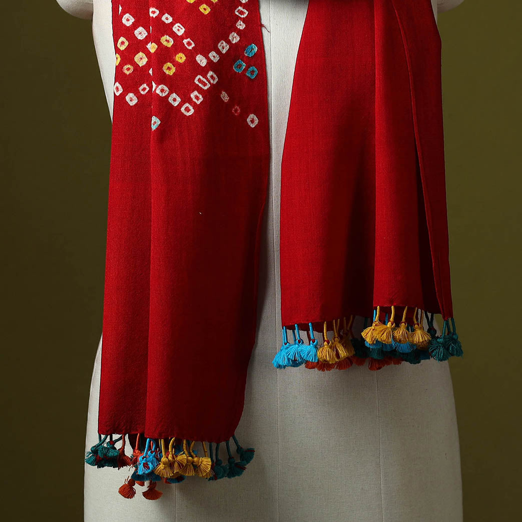 Kutch handwoven merino wool tie-dye bandhani stole 24