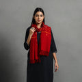  Red Kutch Handwoven Merino Wool Bandhani Stole Online