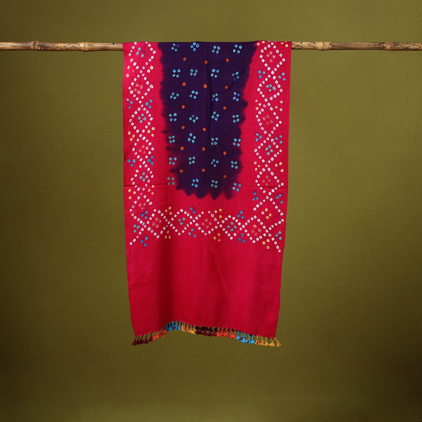 Kutch handwoven merino wool tie-dye bandhani stole 26