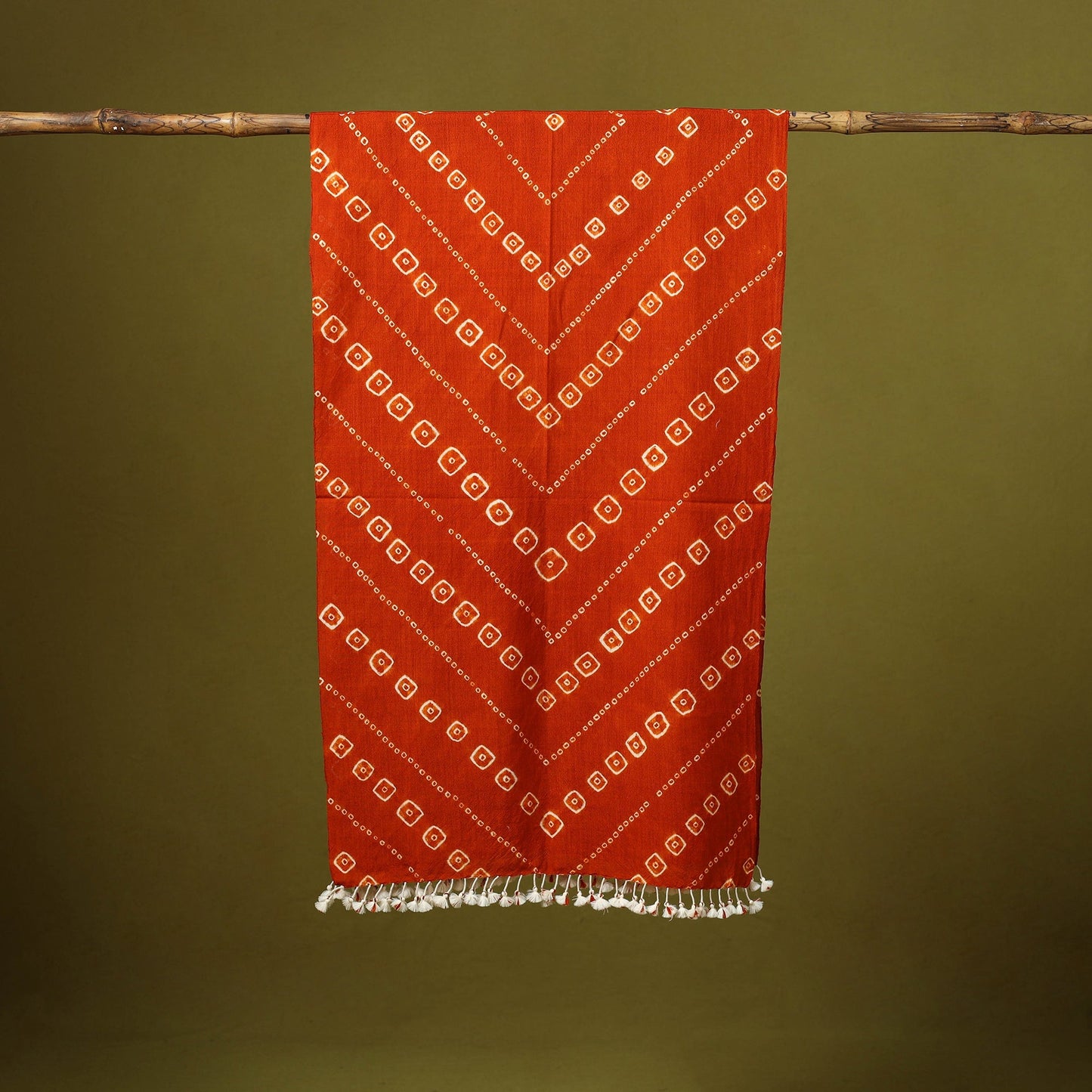 Kutch handwoven merino wool tie-dye bandhani stole 37