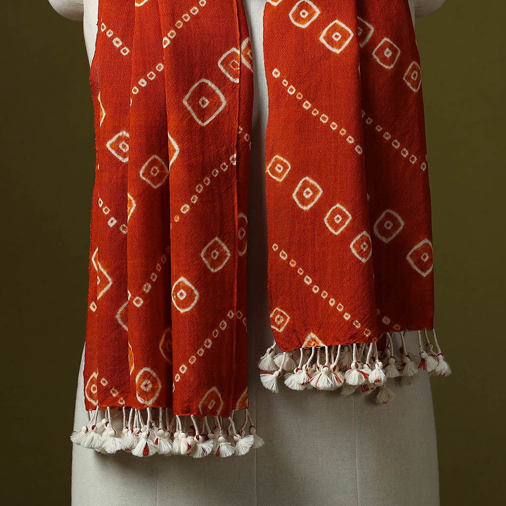 Kutch handwoven merino wool tie-dye bandhani stole 37