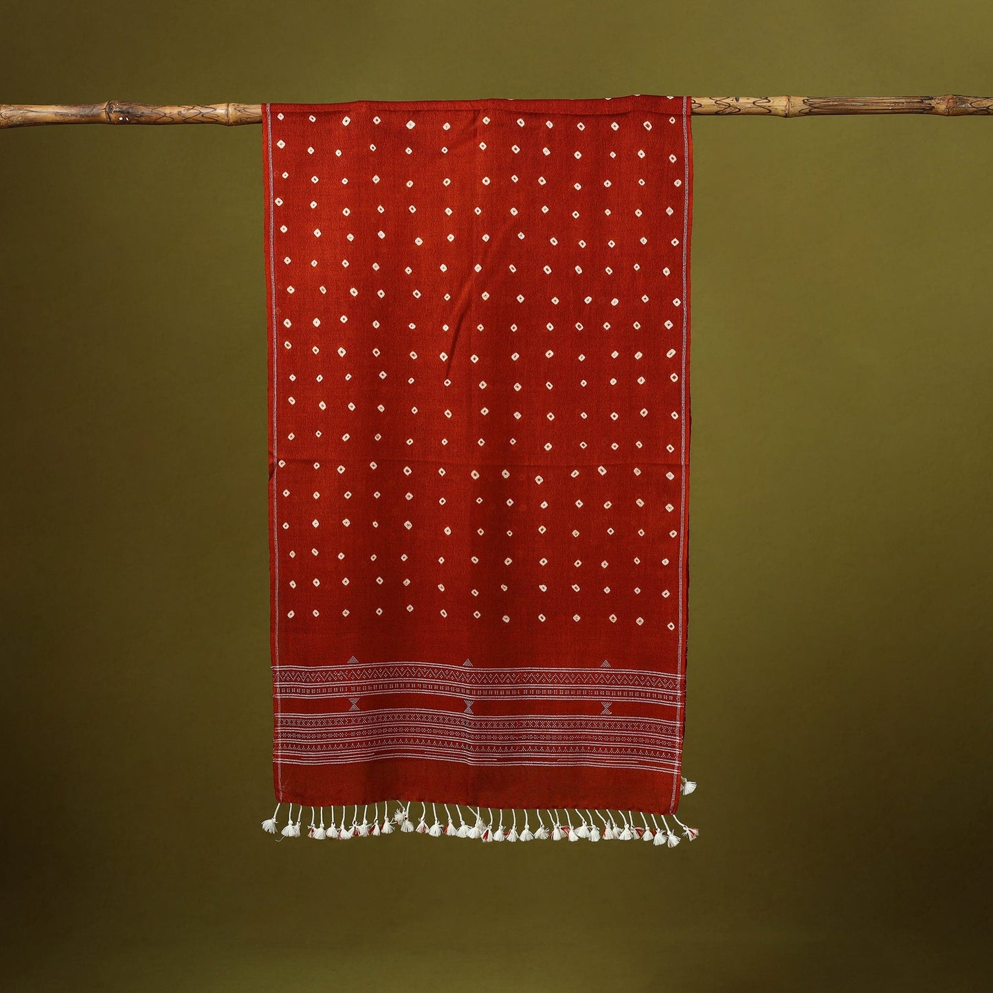 Kutch handwoven merino wool tie-dye bandhani stole 45