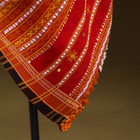 Red - kutch bhujodi handwoven mirror work acrylic wool