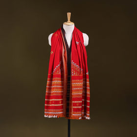 Red - kutch bhujodi handwoven mirror work acrylic wool