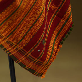 Red - kutch bhujodi handwoven mirror work acrylic wool