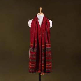 Red - kutch bhujodi handwoven mirror work acrylic wool