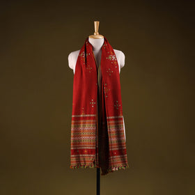 Kutch handwoven mirror work chomuk buta acrylic wool shawl