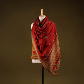 Kutch handwoven mirror work chomuk buta acrylic wool shawl