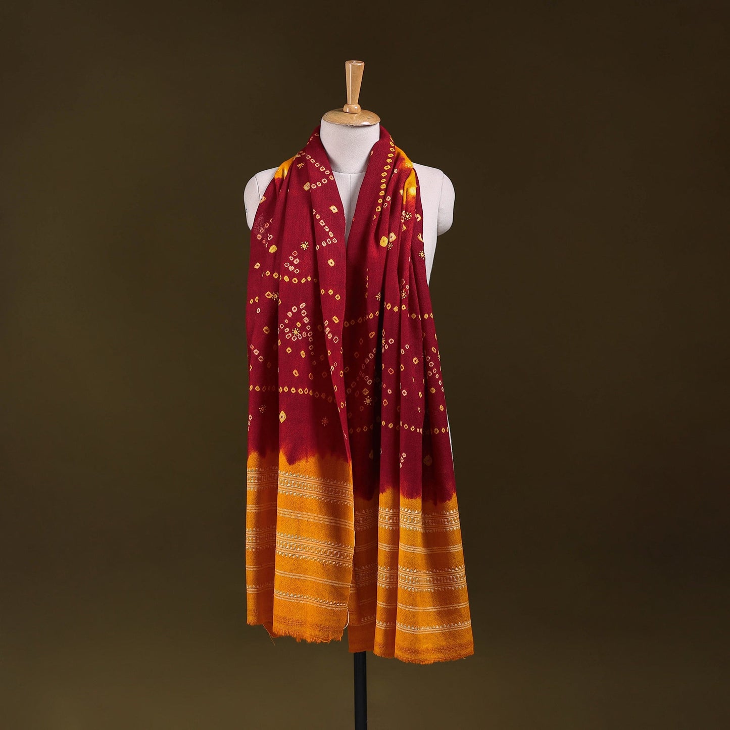 Kutch mirror work handwoven bandhani bagida merino wool