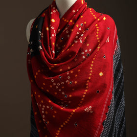 Kutch mirror work handwoven bandhani bagida woolen shawl 18