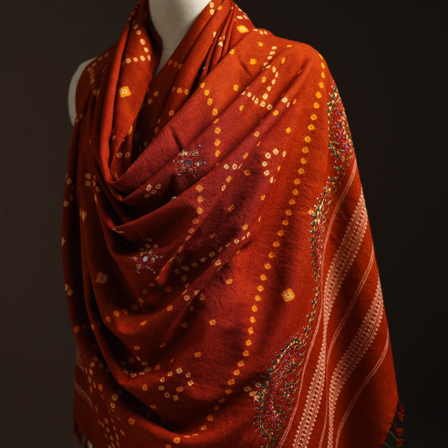 Kutch mirror work handwoven neran embroidery bandhani